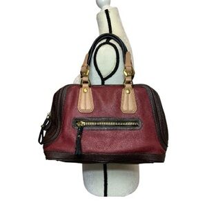 orYANY Burgundy & Brown Leather Satchel Handbag